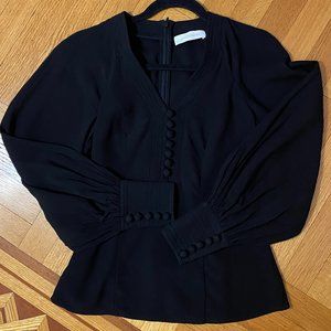 Zimmermann Black Button Front V Neck Blouse Size 0